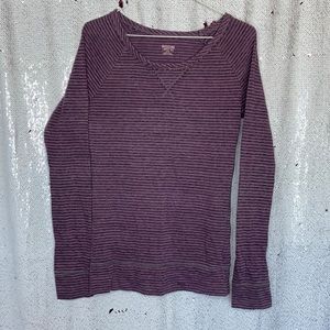 Mossismo Purple Striped Long Sleeve Tee